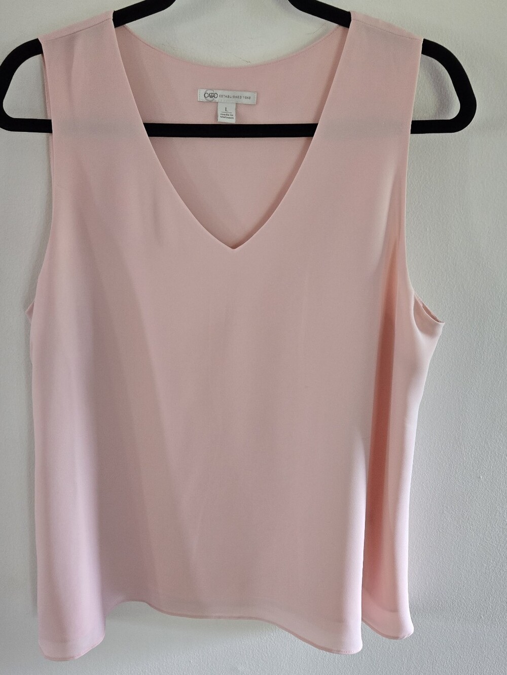 Cato Large (14-16) Blush Pink V-Neck Tank Lined  Polyester